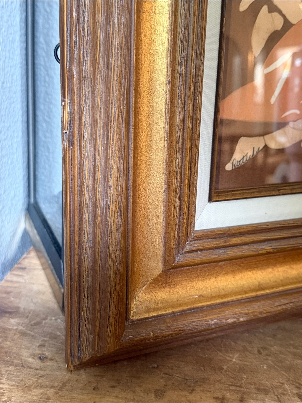 Vintage large 17x20 framed quail MCM artwork - Picture 8 of 10